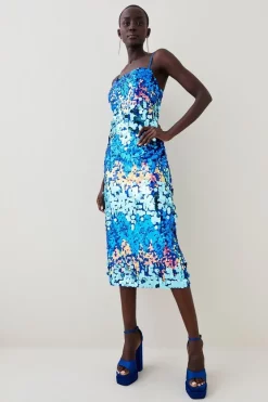 Cheap 🛒 Karen Millen Disc Sequin Strappy Woven Midi 👗 Dress - blue 😀 13 Cheap 🛒 Karen Millen Disc Sequin Strappy Woven Midi 👗 Dress - blue 😀 -Karen Millen Outlet store womens blue disc sequin strappy woven midi dress