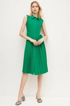 Coupon 👍 Karen Millen Soft Tailored Pleated Sleeveless 👚 Shirt Midi 👗 Dress 🔥 15 Coupon 👍 Karen Millen Soft Tailored Pleated Sleeveless 👚 Shirt Midi 👗 Dress 🔥 -Karen Millen Outlet store womens blue soft tailored pleated sleeveless shirt midi dress 2