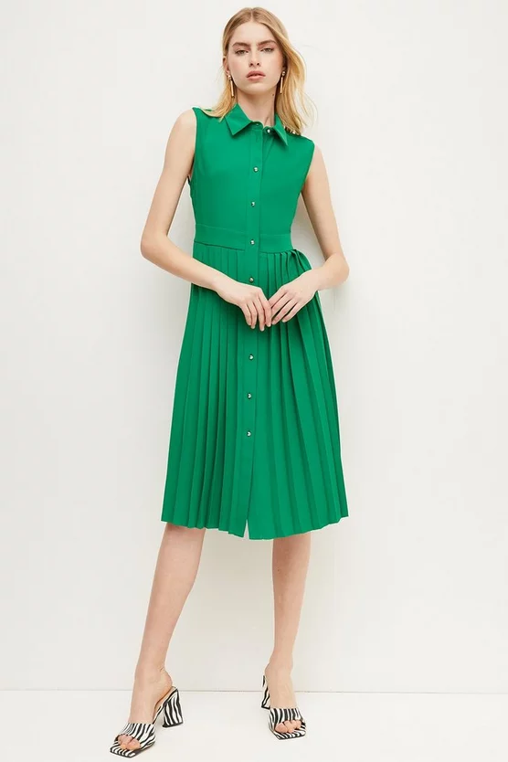 Coupon 👍 Karen Millen Soft Tailored Pleated Sleeveless 👚 Shirt Midi 👗 Dress 🔥 9 Coupon 👍 Karen Millen Soft Tailored Pleated Sleeveless 👚 Shirt Midi 👗 Dress 🔥 - Image 7