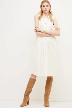Coupon 👍 Karen Millen Soft Tailored Pleated Sleeveless 👚 Shirt Midi 👗 Dress 🔥 13 Coupon 👍 Karen Millen Soft Tailored Pleated Sleeveless 👚 Shirt Midi 👗 Dress 🔥 -Karen Millen Outlet store womens blue soft tailored pleated sleeveless shirt midi dress
