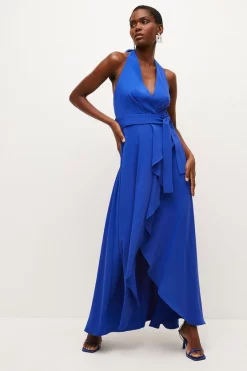 Cheapest 🥰 Karen Millen Soft Tailored Waterfall Halter Maxi 👗 Dress 😍 16 Cheapest 🥰 Karen Millen Soft Tailored Waterfall Halter Maxi 👗 Dress 😍 -Karen Millen Outlet store womens blue soft tailored waterfall halter maxi dress 2