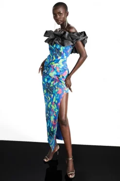 Brand new 🛒 Karen Millen Weston Kaleidoscope Print Bardot Maxi 👗 Dress - blue 😍 9 Brand new 🛒 Karen Millen Weston Kaleidoscope Print Bardot Maxi 👗 Dress - blue 😍 -Karen Millen Outlet store womens blue weston kaleidoscope print bardot maxi dress