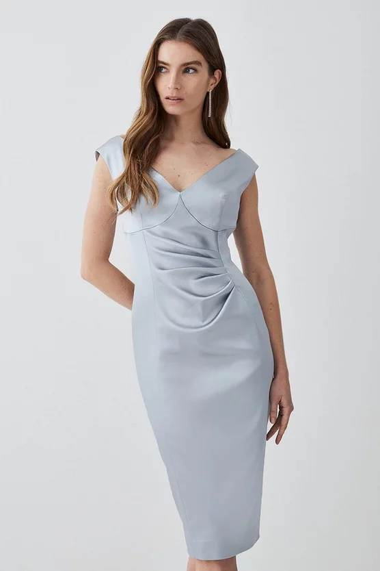 Coupon 👏 Karen Millen Italian Structured Satin Off The Shoulder Pencil Midi 👗 Dress ✔️ 9 Coupon 👏 Karen Millen Italian Structured Satin Off The Shoulder Pencil Midi 👗 Dress ✔️ - Image 7