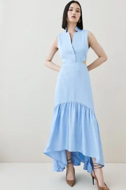 Cheapest ✔️ Karen Millen Premium Polished Linen Cut Out Peplum Maxi 👗 Dress 🥰 13 Cheapest ✔️ Karen Millen Premium Polished Linen Cut Out Peplum Maxi 👗 Dress 🥰 -Karen Millen Outlet store womens blush premium polished linen cut out peplum maxi dress 1