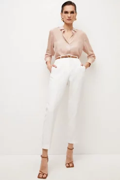 Cheapest 🎁 Karen Millen Relaxed Tailored Belted Slim Leg Trouser 🔥 -Karen Millen Outlet store womens blush relaxed tailored belted slim leg trouser