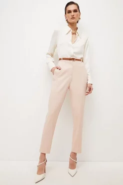Cheapest 🎁 Karen Millen Relaxed Tailored Belted Slim Leg Trouser 🔥 -Karen Millen Outlet store womens blush relaxed tailored belted slim leg trouser 3