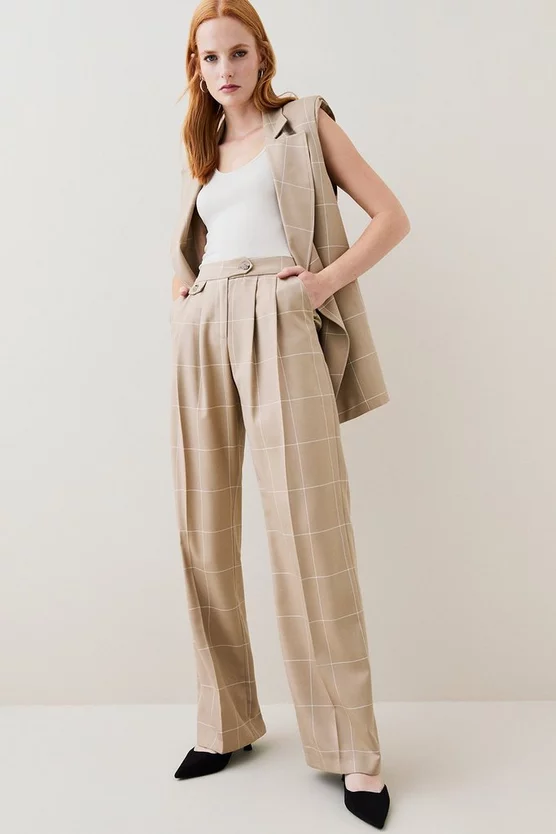 Best Sale โจ Karen Millen Check Wide Leg Pocket Detail Trouser - camel ๐ 8 Best Sale โจ Karen Millen Check Wide Leg Pocket Detail Trouser - camel ๐ - Image 6