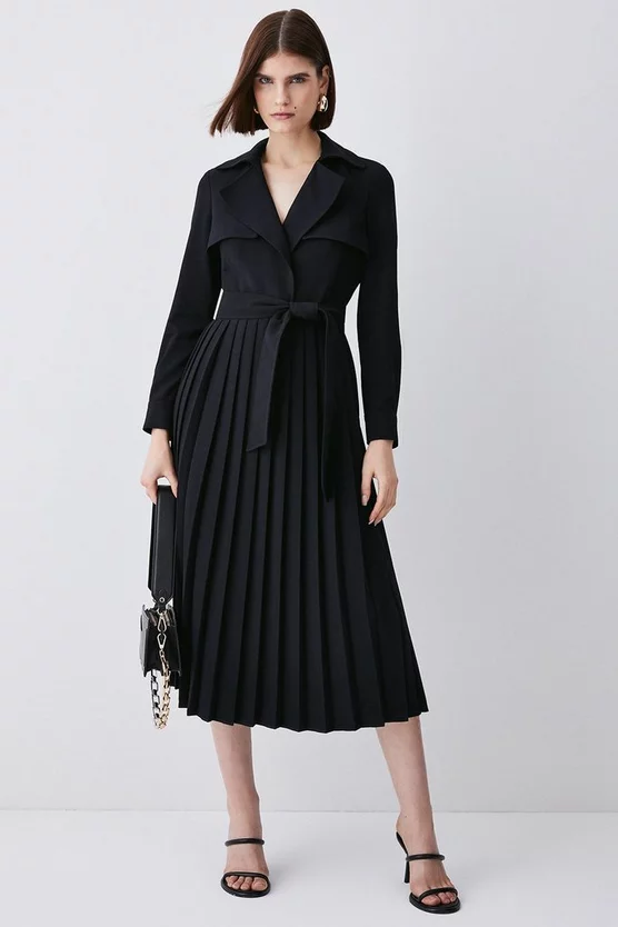 Outlet 🛒 Karen Millen Long Sleeve Woven Pleated Midi Trench 👗 Dress ❤️ 9 Outlet 🛒 Karen Millen Long Sleeve Woven Pleated Midi Trench 👗 Dress ❤️ - Image 7