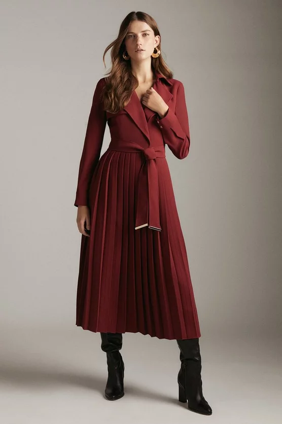 Outlet 🛒 Karen Millen Long Sleeve Woven Pleated Midi Trench 👗 Dress ❤️ 10 Outlet 🛒 Karen Millen Long Sleeve Woven Pleated Midi Trench 👗 Dress ❤️ - Image 8
