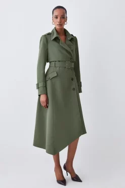 Wholesale 🥰 Karen Millen Tailored Asymmetric Hem Trench 🧥 Coat 😀 -Karen Millen Outlet store womens camel tailored asymmetric hem trench coat 1 1
