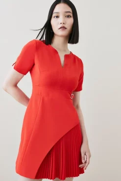 Best reviews of 😀 Karen Millen Tailored Military Pleat Short Sleeve Mini 👗 Dress ⌛ -Karen Millen Outlet store womens camel tailored military pleat short sleeve mini dress 1