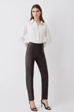 Deals 😉 Karen Millen Petite Ponte & Pu Jodhpur Leggings - chocolate 🥰 -Karen Millen Outlet store womens chocolate petite ponte pu jodhpur leggings