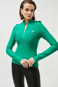 Top 10 ⌛ Karen Millen Bandage Knit Long Sleeve Top In Recycled Yarn ❤️ -Karen Millen Outlet store womens cobalt bandage knit long sleeve top in recycled yarn 2