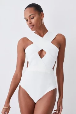 Cheapest โญ Karen Millen Bandage Textured Cross Front ๐ฉฑ Swimsuit ๐ฅ 14 Cheapest โญ Karen Millen Bandage Textured Cross Front ๐ฉฑ Swimsuit ๐ฅ -Karen Millen Outlet store womens cobalt bandage textured cross front swimsuit