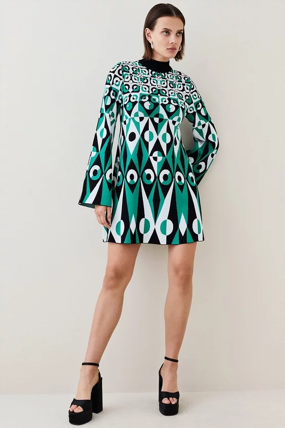 Best Pirce ✔️ Karen Millen Embellished Geo Jacquard Swing Mini 👗 Dress 😍 8 Best Pirce ✔️ Karen Millen Embellished Geo Jacquard Swing Mini 👗 Dress 😍 - Image 6