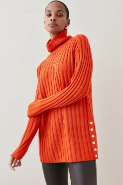 Coupon 😍 Karen Millen Wool Rib Roll Neck Jumper 😀 -Karen Millen Outlet store womens cobalt wool rib roll neck jumper 2
