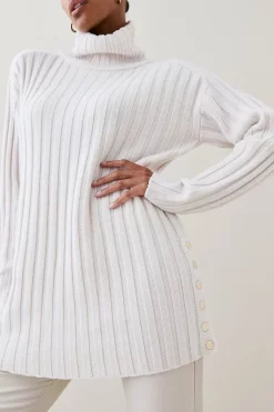 Coupon 😍 Karen Millen Wool Rib Roll Neck Jumper 😀 -Karen Millen Outlet store womens cobalt wool rib roll neck jumper