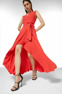 New ❤️ Karen Millen Soft Tailored Waterfall Maxi 👗 Dress 😉 -Karen Millen Outlet store womens coral soft tailored waterfall maxi dress 2