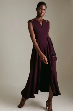 New ❤️ Karen Millen Soft Tailored Waterfall Maxi 👗 Dress 😉 -Karen Millen Outlet store womens coral soft tailored waterfall maxi dress 5