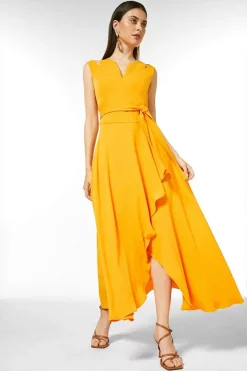 New ❤️ Karen Millen Soft Tailored Waterfall Maxi 👗 Dress 😉 -Karen Millen Outlet store womens coral soft tailored waterfall maxi dress 6
