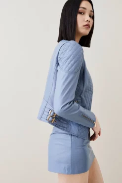 Wholesale 🌟 Karen Millen Leather Quilted Biker Jacket 🛒 23 Wholesale 🌟 Karen Millen Leather Quilted Biker Jacket 🛒 -Karen Millen Outlet store womens cream leather quilted biker jacket 5