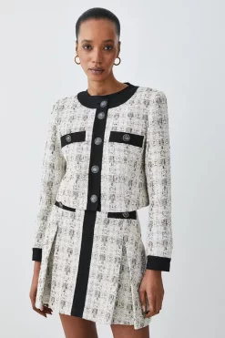 Cheap 🥰 Karen Millen Tweed Button Front Trophy Jacket - cream 🛒 -Karen Millen Outlet store womens cream tweed button front trophy jacket