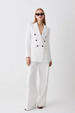 Discount 👏 Karen Millen Clean Tailored Double Breasted Blazer 🌟 -Karen Millen Outlet store womens ecru clean tailored double breasted blazer 1