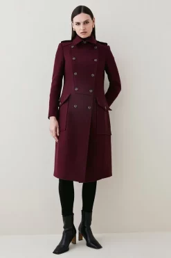 Brand new 🔔 Karen Millen Italian Wool Military 🧥 Coat 🔥 -Karen Millen Outlet store womens fig italian wool military coat