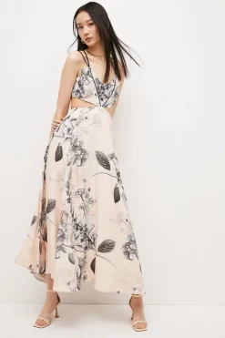 Deals 🥰 Karen Millen Blush Hydrangea Garden Flora Woven Strappy Maxi 👗 Dress - floral ✨ -Karen Millen Outlet store womens floral blush hydrangea garden flora woven strappy maxi dress