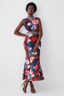 Flash Sale 😀 Karen Millen Diamante Trim Floral Woven Maxi 👗 Dress 👍 13 Flash Sale 😀 Karen Millen Diamante Trim Floral Woven Maxi 👗 Dress 👍 -Karen Millen Outlet store womens floral diamante trim floral woven maxi dress 1
