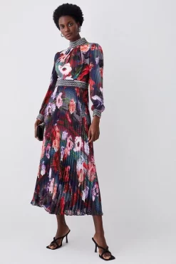 Promo ✔️ Karen Millen Diamante Trim Floral Woven Maxi 👗 Dress 🤩 13 Promo ✔️ Karen Millen Diamante Trim Floral Woven Maxi 👗 Dress 🤩 -Karen Millen Outlet store womens floral diamante trim floral woven maxi dress