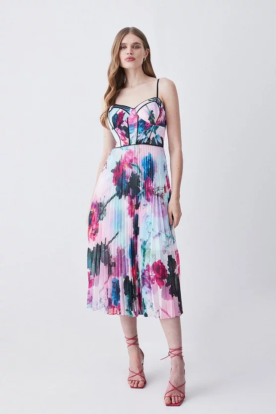 Best Sale ✨ Karen Millen Floral Pleat Corset Detail Woven Strappy Midi 👗 Dress 🎁 7 Best Sale ✨ Karen Millen Floral Pleat Corset Detail Woven Strappy Midi 👗 Dress 🎁 - Image 5