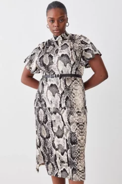 New ✔️ Karen Millen Plus Size Belted Viscose Blend Long Sleeve Jersey Midi 👗 Dress 🛒 -Karen Millen Outlet store womens floral plus size belted viscose blend long sleeve jersey midi dress