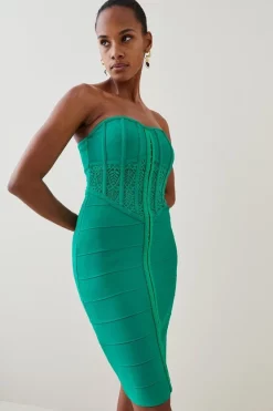 Flash Sale 🤩 Karen Millen Knitted Bandage Corset Mini 👗 Dress 💯 -Karen Millen Outlet store womens fuchsia knitted bandage corset mini dress 1