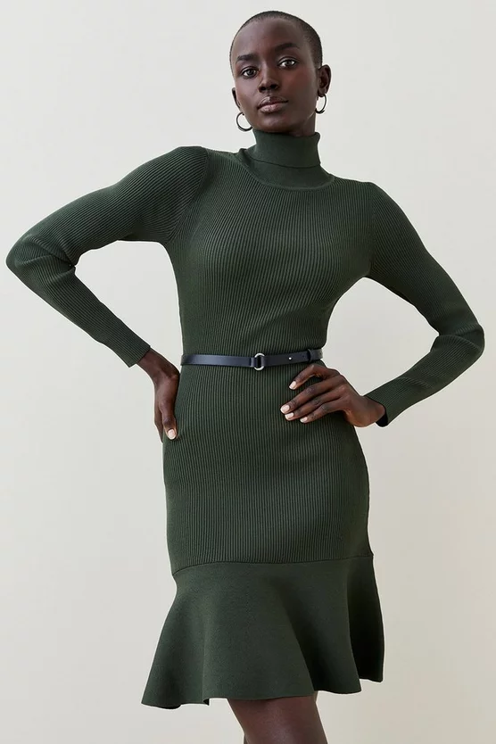 Best Sale 😉 Karen Millen Knitted Roll Neck Belted Flippy Hem Mini 👗 Dress 🔥 7 Best Sale 😉 Karen Millen Knitted Roll Neck Belted Flippy Hem Mini 👗 Dress 🔥 - Image 5