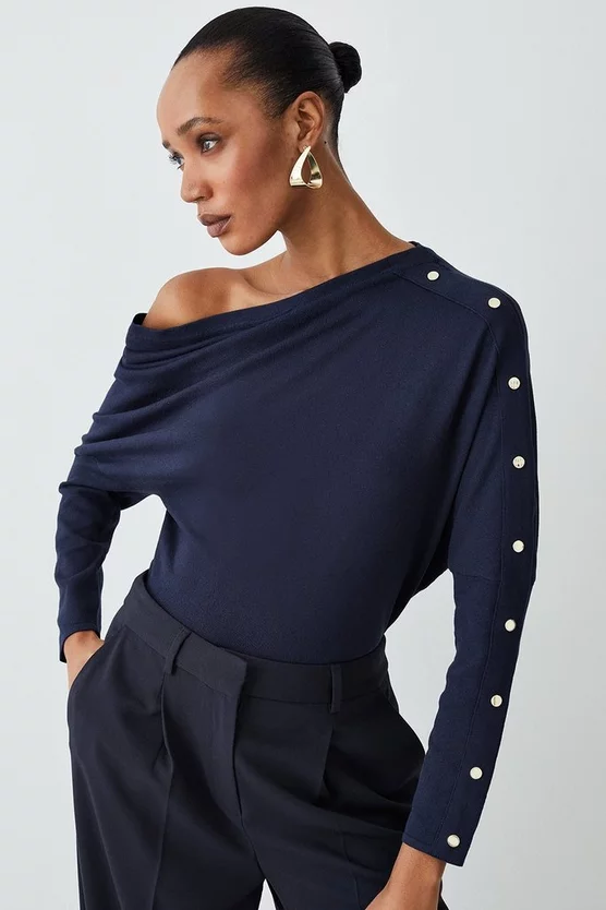 Hot Sale 👏 Karen Millen Viscose Blend Knitted Drape Shoulder Jumper ⌛ 9 Hot Sale 👏 Karen Millen Viscose Blend Knitted Drape Shoulder Jumper ⌛ - Image 7