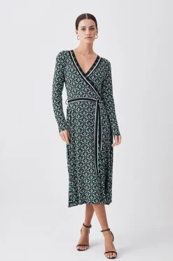Best deal โค๏ธ Karen Millen Petite Wrap Front Viscose Blend Jersey Midi ๐ Dress - geo ๐ 13 Best deal โค๏ธ Karen Millen Petite Wrap Front Viscose Blend Jersey Midi ๐ Dress - geo ๐ -Karen Millen Outlet store womens geo petite wrap front viscose blend jersey midi dress