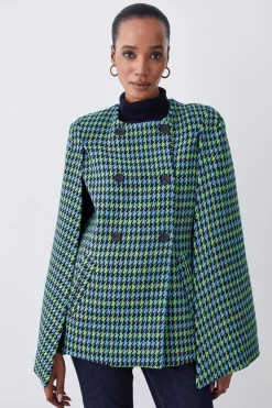 New โ Karen Millen Colourpop Check Wool Blend Cape ๐งฅ Coat - green โ๏ธ 13 New โ Karen Millen Colourpop Check Wool Blend Cape ๐งฅ Coat - green โ๏ธ -Karen Millen Outlet store womens green colourpop check wool blend cape coat