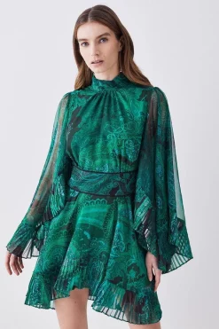 Brand new 🔥 Karen Millen Drama Pleated Crinkle Paisley Woven Mini - green ⭐ 13 Brand new 🔥 Karen Millen Drama Pleated Crinkle Paisley Woven Mini - green ⭐ -Karen Millen Outlet store womens green drama pleated crinkle paisley woven mini