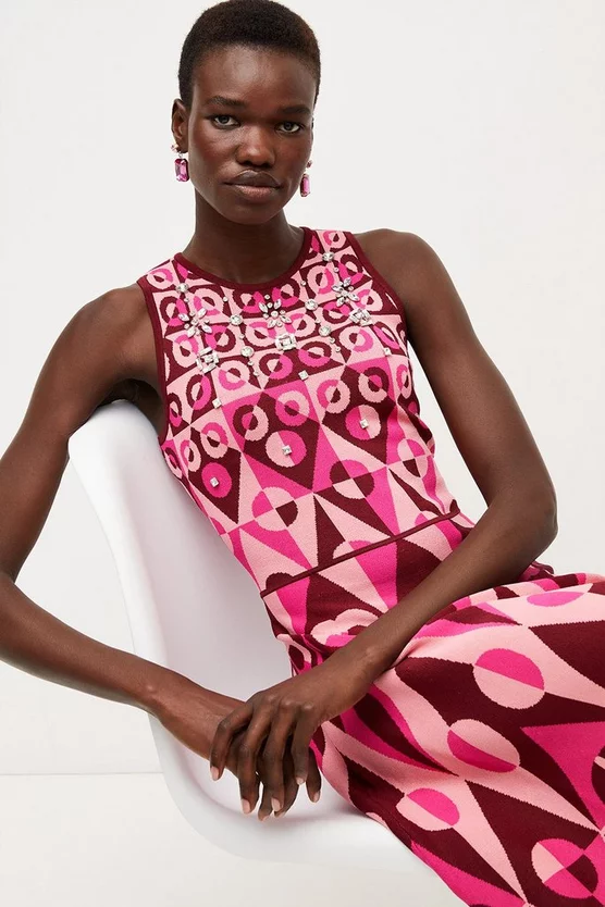 Best deal โค๏ธ Karen Millen Embellished Geo Jacquard Swing Mini ๐ Dress ๐ฅ 7 Best deal โค๏ธ Karen Millen Embellished Geo Jacquard Swing Mini ๐ Dress ๐ฅ - Image 5