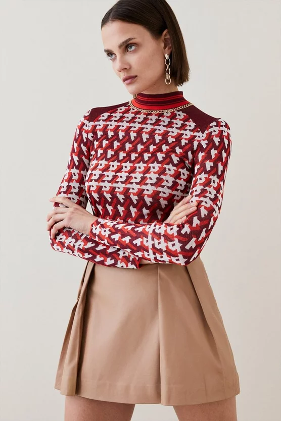 Outlet ๐ Karen Millen Geo Knit Jacquard Top With Chain Trim โ 7 Outlet ๐ Karen Millen Geo Knit Jacquard Top With Chain Trim โ - Image 5