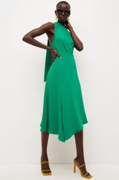 Cheap 😍 Karen Millen Soft Tailored Sleeveless Midi 👗 Dress 🔔 -Karen Millen Outlet store womens green soft tailored sleeveless midi dress 3