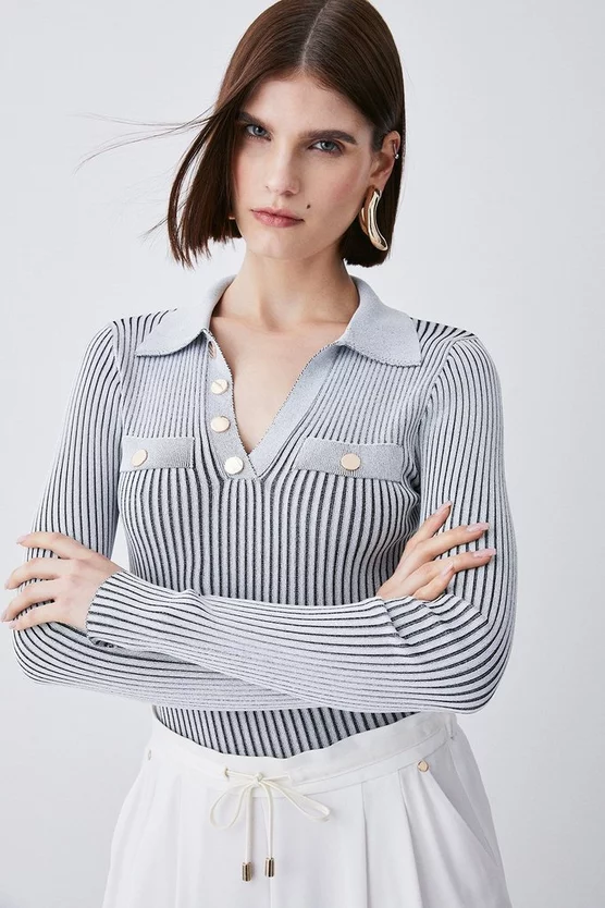 Wholesale π Karen Millen Buttoned Collar Pocket Front Jumper - grey π 9 Wholesale π Karen Millen Buttoned Collar Pocket Front Jumper - grey π - Image 7