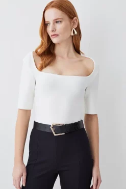 Flash Sale 🤩 Karen Millen Bandage Square Neck Body - ivory 🔔 -Karen Millen Outlet store womens ivory bandage square neck body