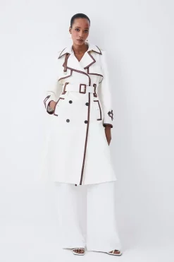 Cheapest 🎁 Karen Millen Collar Detail Belted Trench 🧥 Coat - ivory ✨ 15 Cheapest 🎁 Karen Millen Collar Detail Belted Trench 🧥 Coat - ivory ✨ -Karen Millen Outlet store womens ivory collar detail belted trench coat