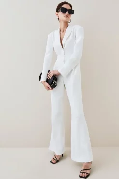 Budget โญ Karen Millen Compact Viscose Button Up Wide Leg Jumpsuit ๐ 12 Budget โญ Karen Millen Compact Viscose Button Up Wide Leg Jumpsuit ๐ -Karen Millen Outlet store womens ivory compact viscose button up wide leg jumpsuit