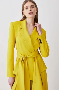 Buy 😀 Karen Millen Drape Detail Belted Soft Blazer ⭐ -Karen Millen Outlet store womens ivory drape detail belted soft blazer