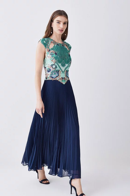 Flash Sale ✨ Karen Millen Petite Metallic Guipure Lace Pleated 👗 Skirt Midi 👗 Dress - ivory ✨ 8 Flash Sale ✨ Karen Millen Petite Metallic Guipure Lace Pleated 👗 Skirt Midi 👗 Dress - ivory ✨ - Image 6