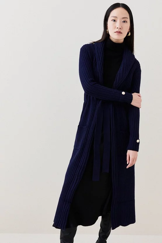 Cheapest ❤️ Karen Millen Shawl Neck Belted Rib Cardigan 🎁 10 Cheapest ❤️ Karen Millen Shawl Neck Belted Rib Cardigan 🎁 - Image 8