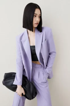 Cheap 🎉 Karen Millen Wool Blend Asymetric Wrap Tailored Jacket 🧨 -Karen Millen Outlet store womens lilac wool blend asymetric wrap tailored jacket 1 2
